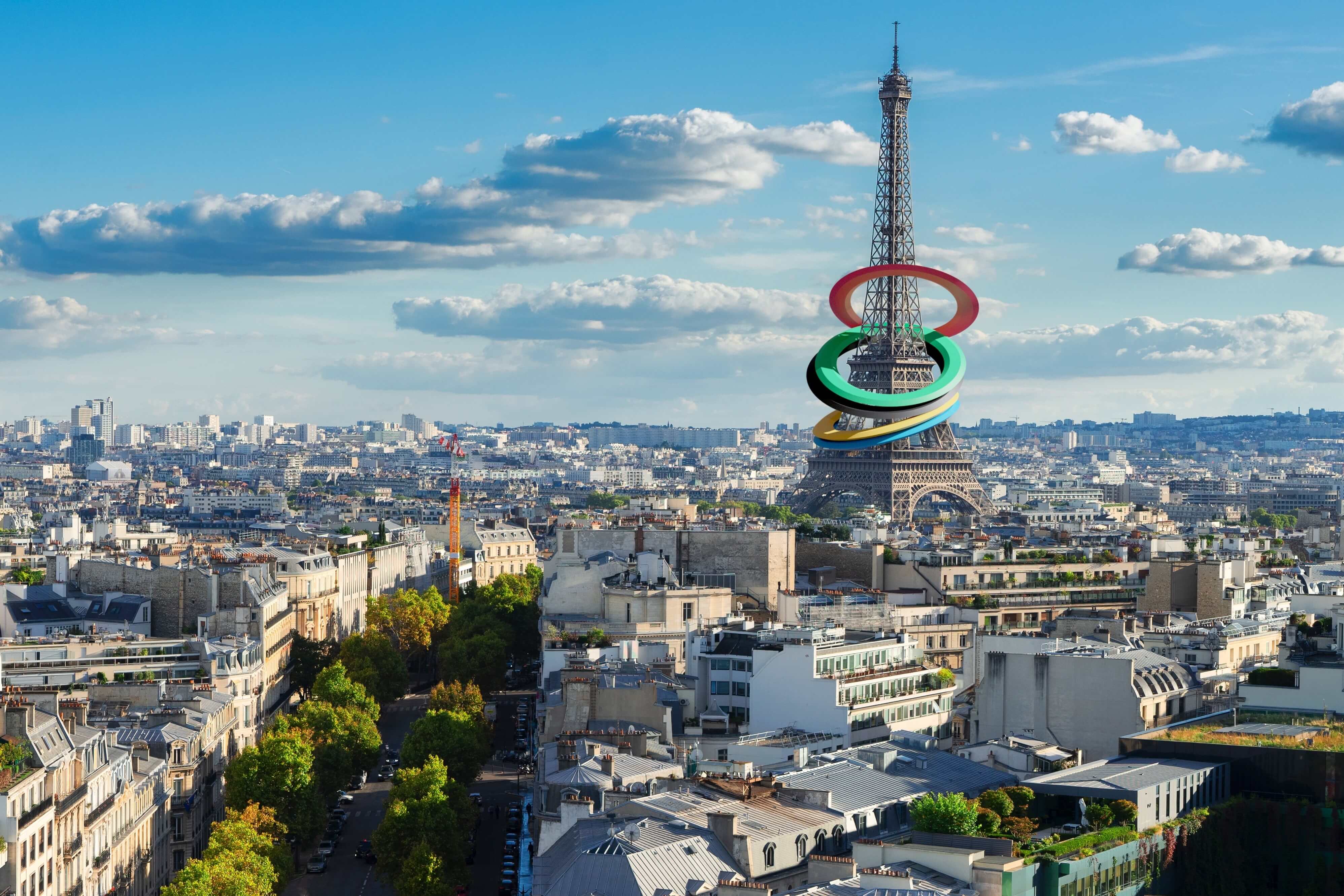 Pris Eiffel Tower aerial view. France.